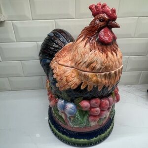 Colorful Rooster Ceramic Cookie Jar, Tracy Porter, TheStoneware Farm Collection